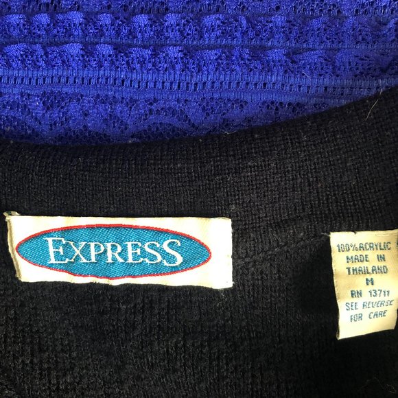 SOLD!! Vintage Express Zipper Collar Long Sleeve Sweater - Picture 4 of 4